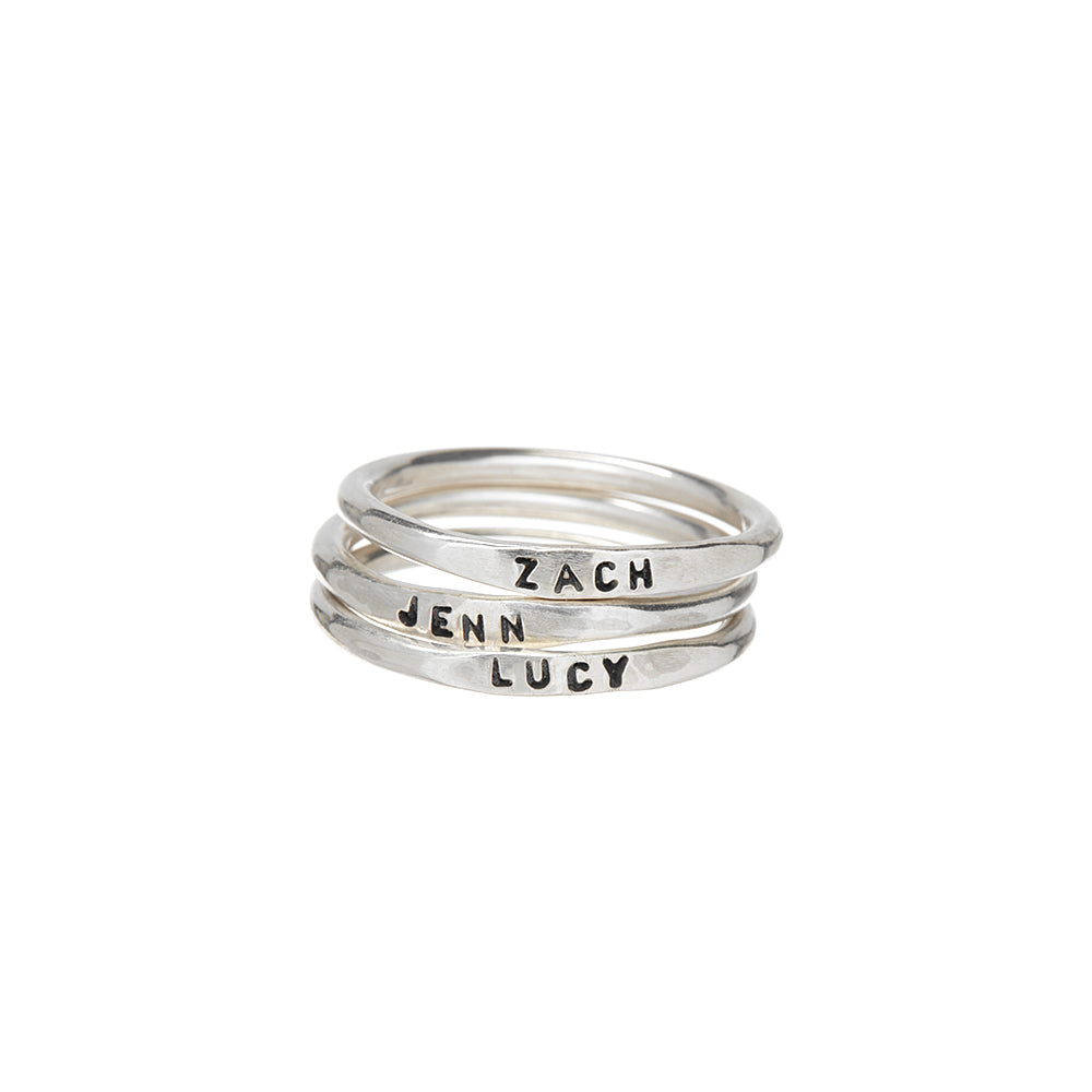 stackable rings children names sterling silver