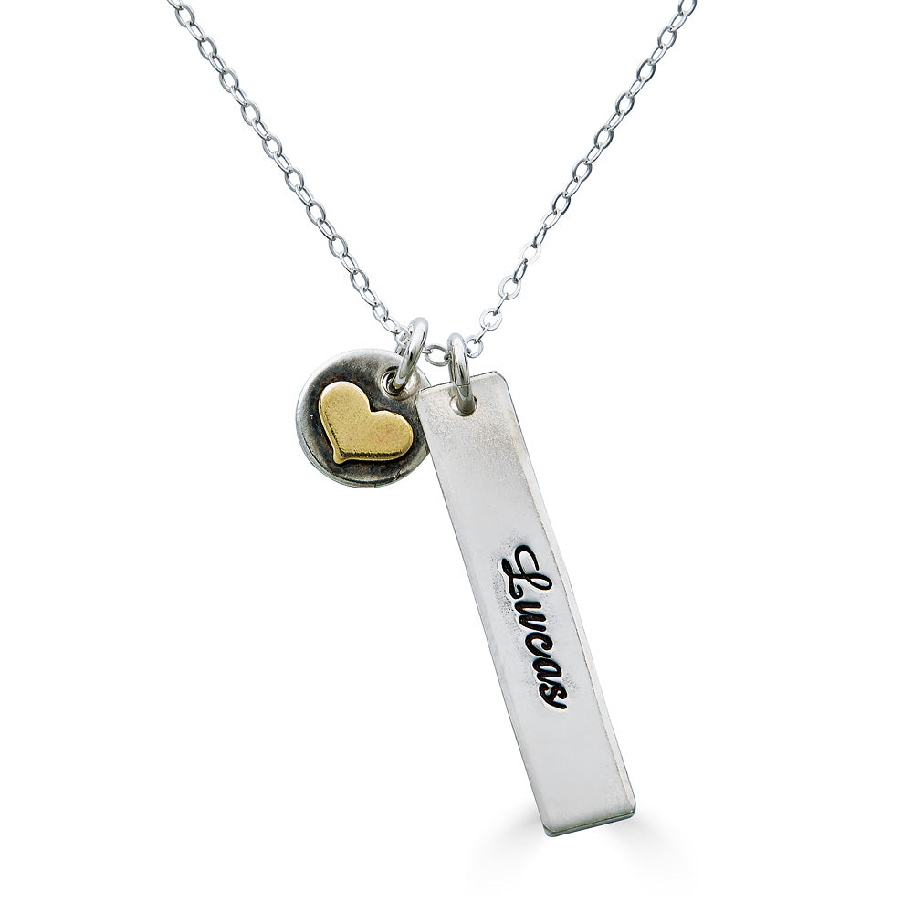 One Name Necklace with Heart Charm