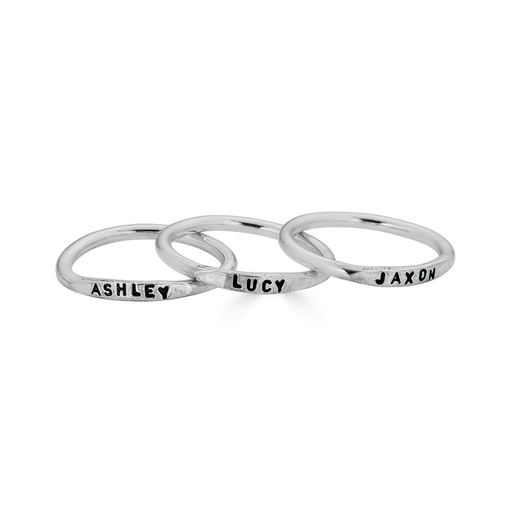 stackable name rings in sterling silver