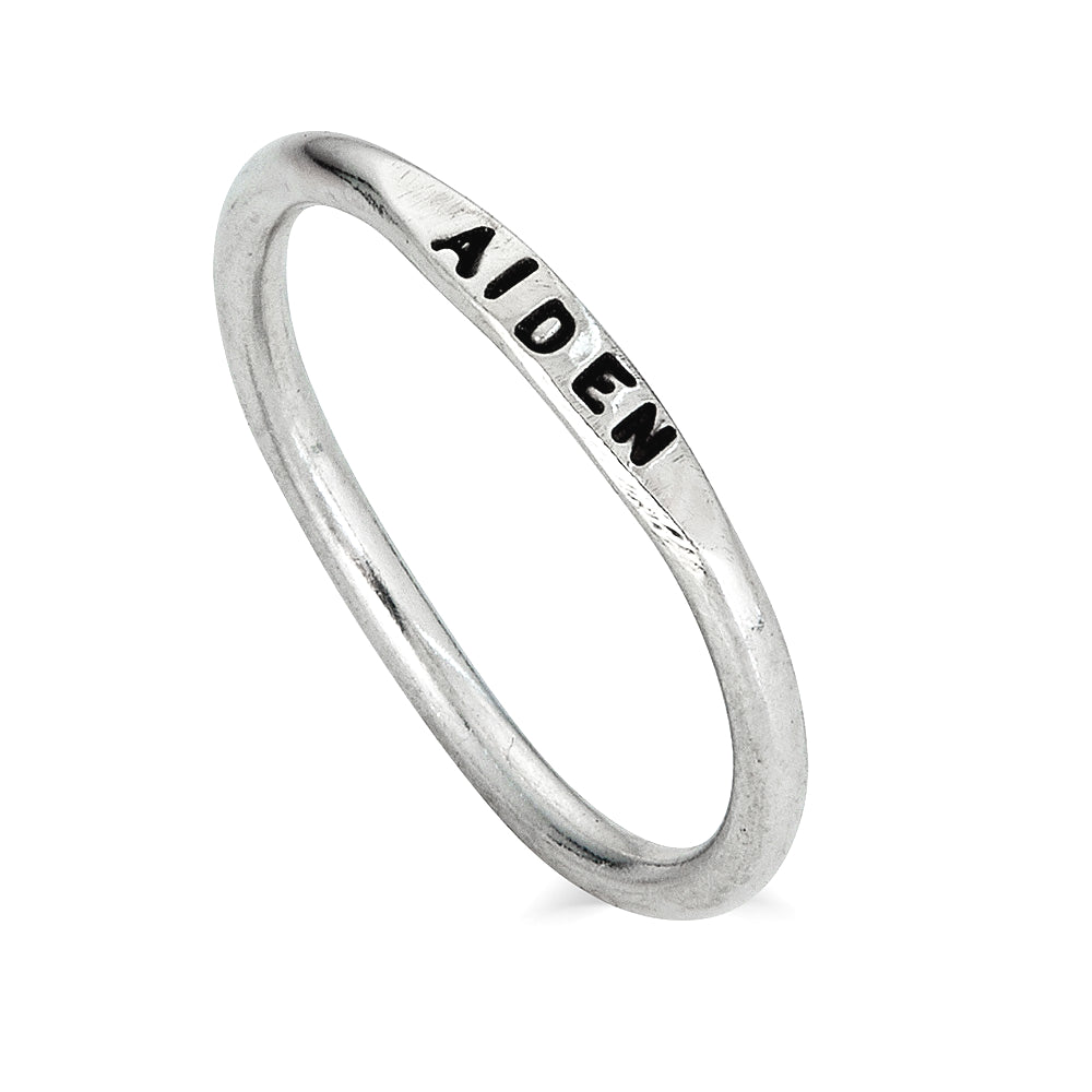 stackable personalized name rings in sterling silver