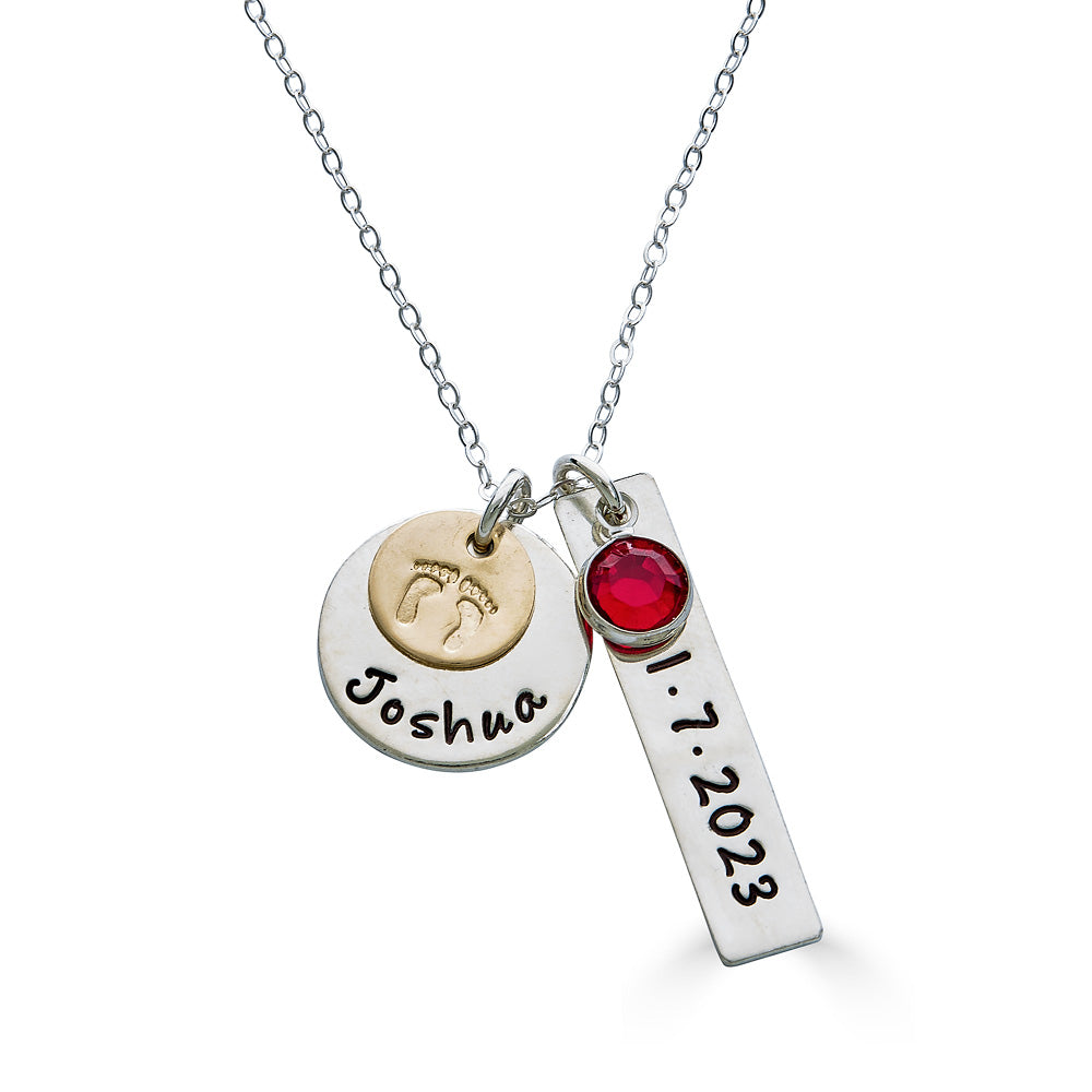 Engraved Necklace Necklace With Baby Name And Birthstone Mommy