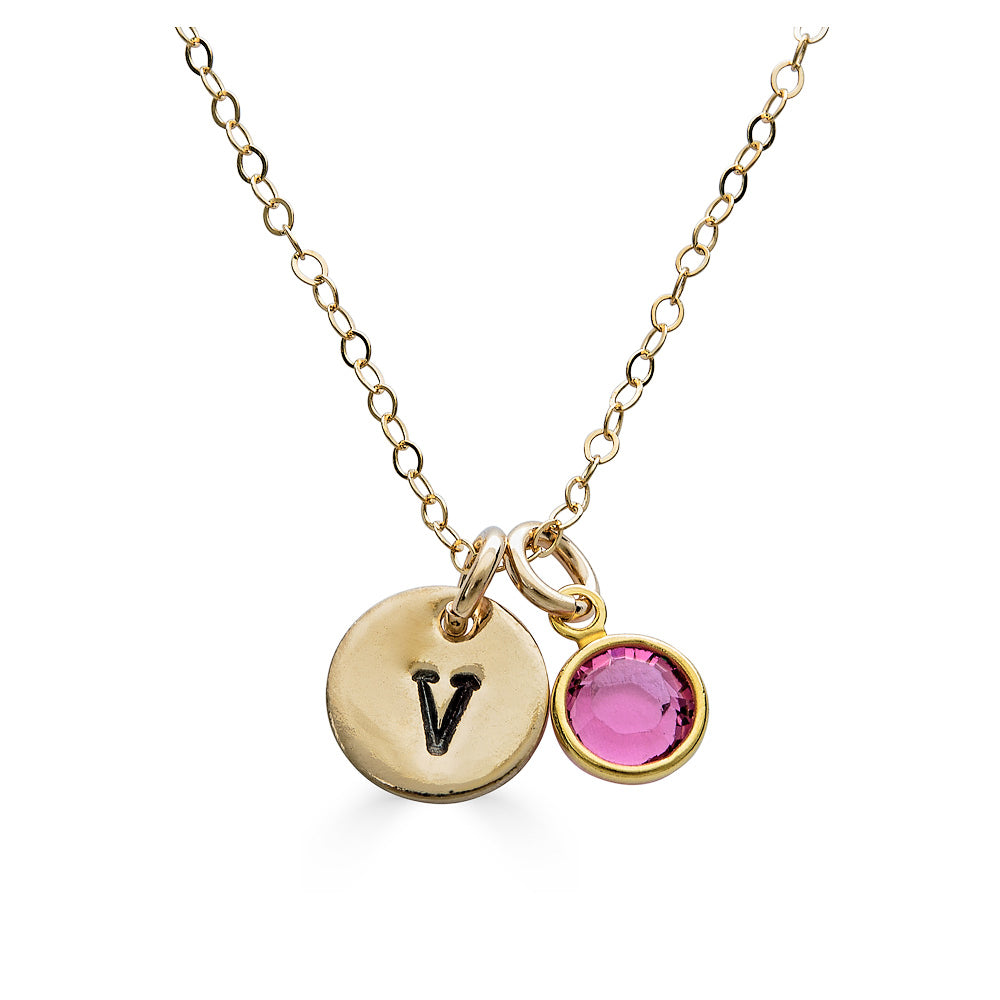 gold-tiny-initial-round-necklace
