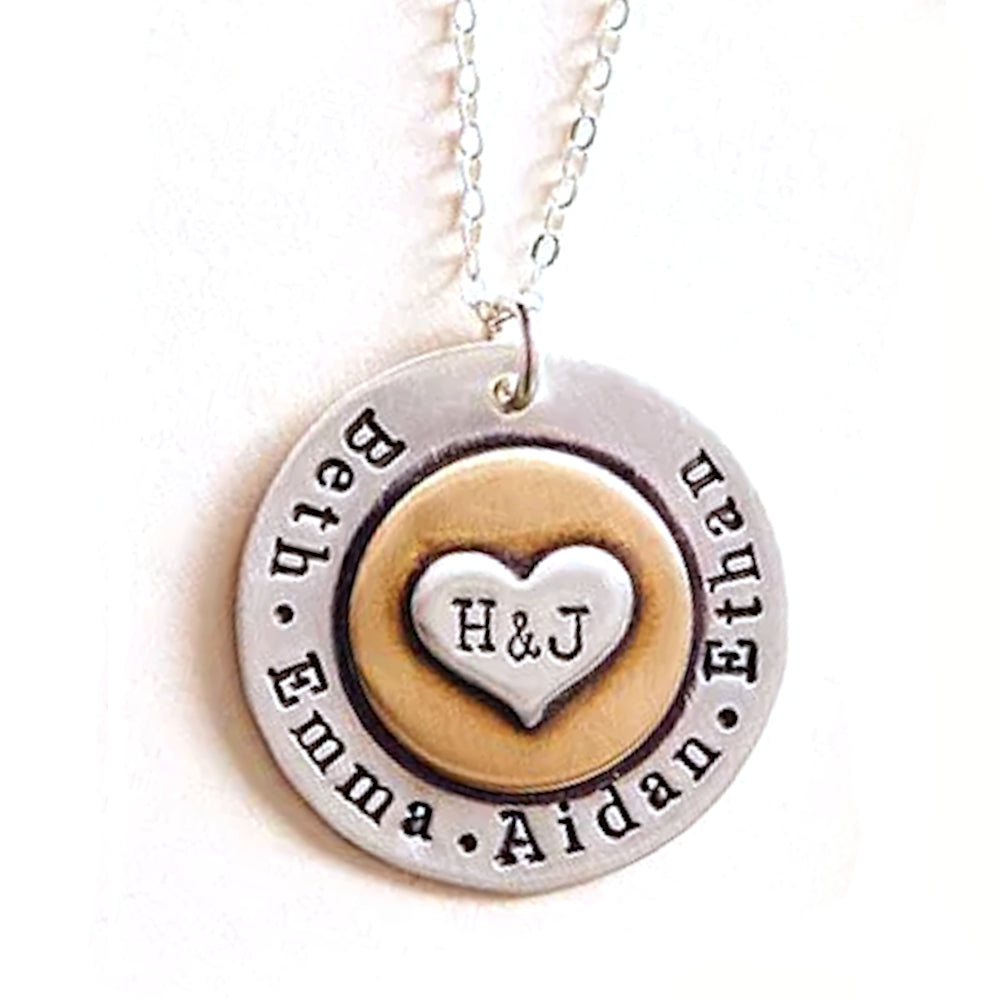 personalized family name necklace with initials