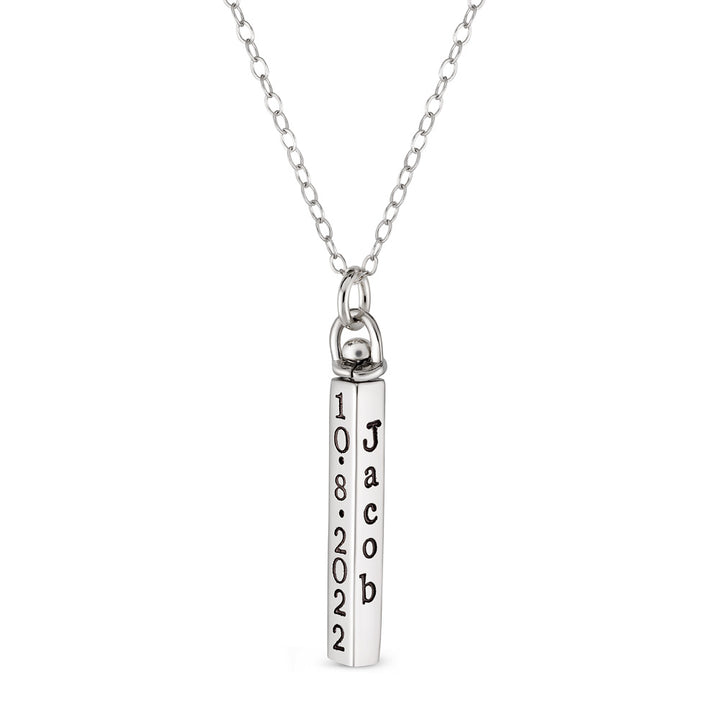 personalized four sided swivel bar necklace in sterling silver